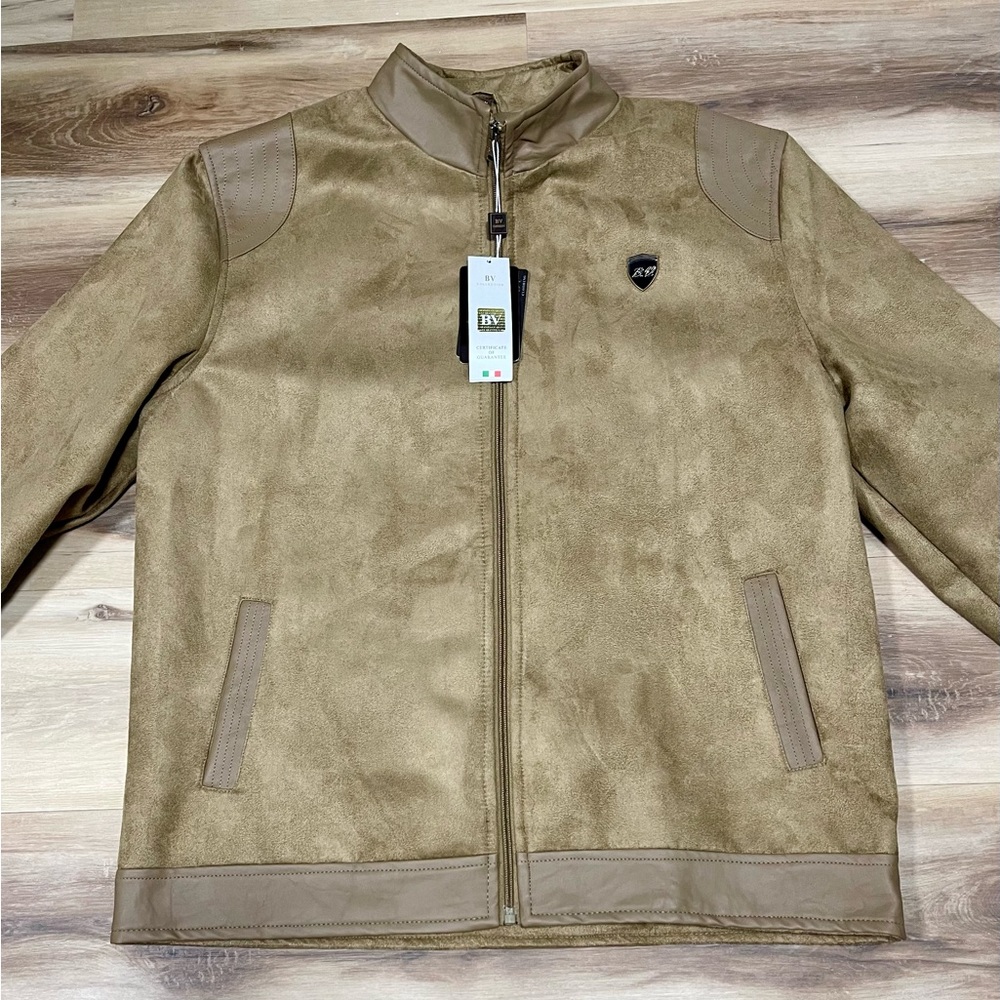 BV Clothing Men’s Tan Leather/Suede Jacket NWT XXL